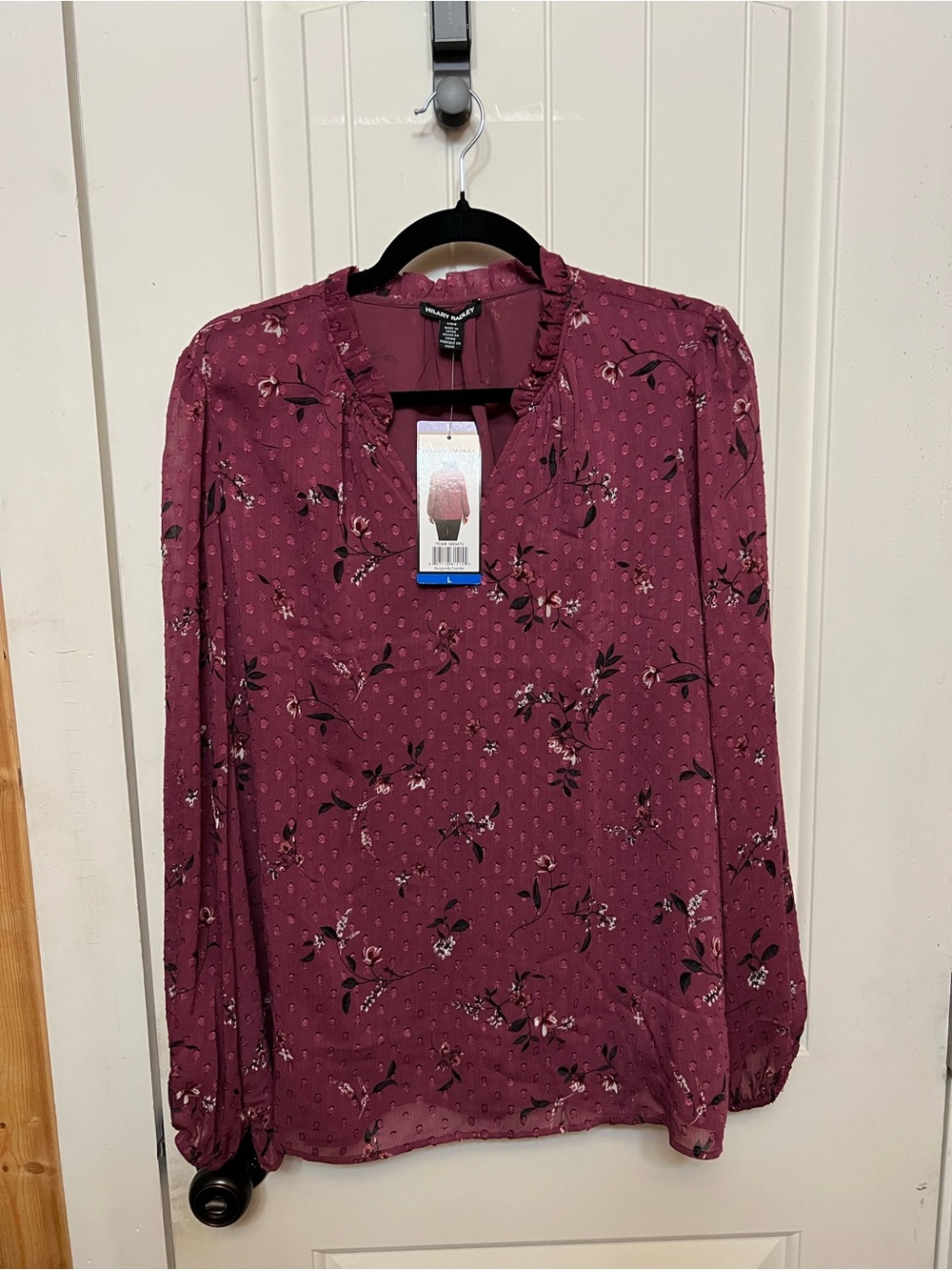 Hilary Radley Plum Floral Long-Sleeve Blouse